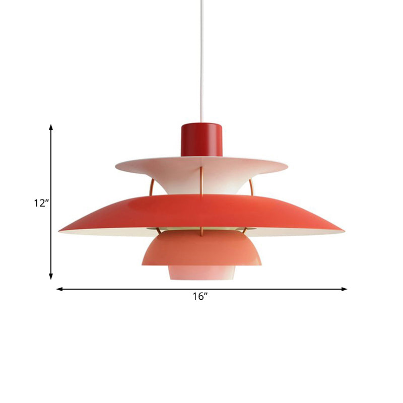 Macaron Style Aluminum Pendant Light With Flared Shade - 3 Layers 1 Black/Gray 12’/16’ Wide