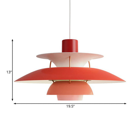 Macaron Style 3-Layer Pendant Light With Flared Shade - Aluminum 1 Black/Gray
