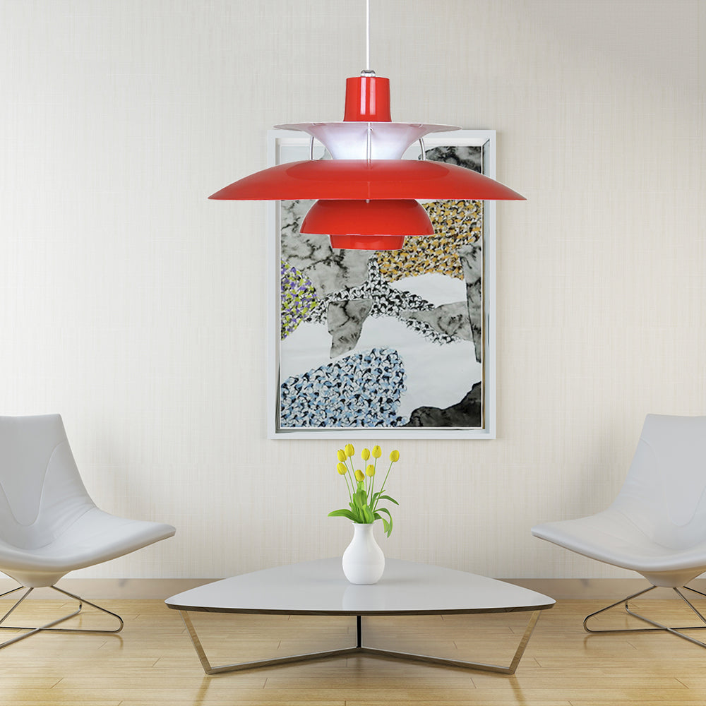 Macaron Style 3-Layer Pendant Light With Flared Shade - Aluminum 1 Black/Gray Red / 12