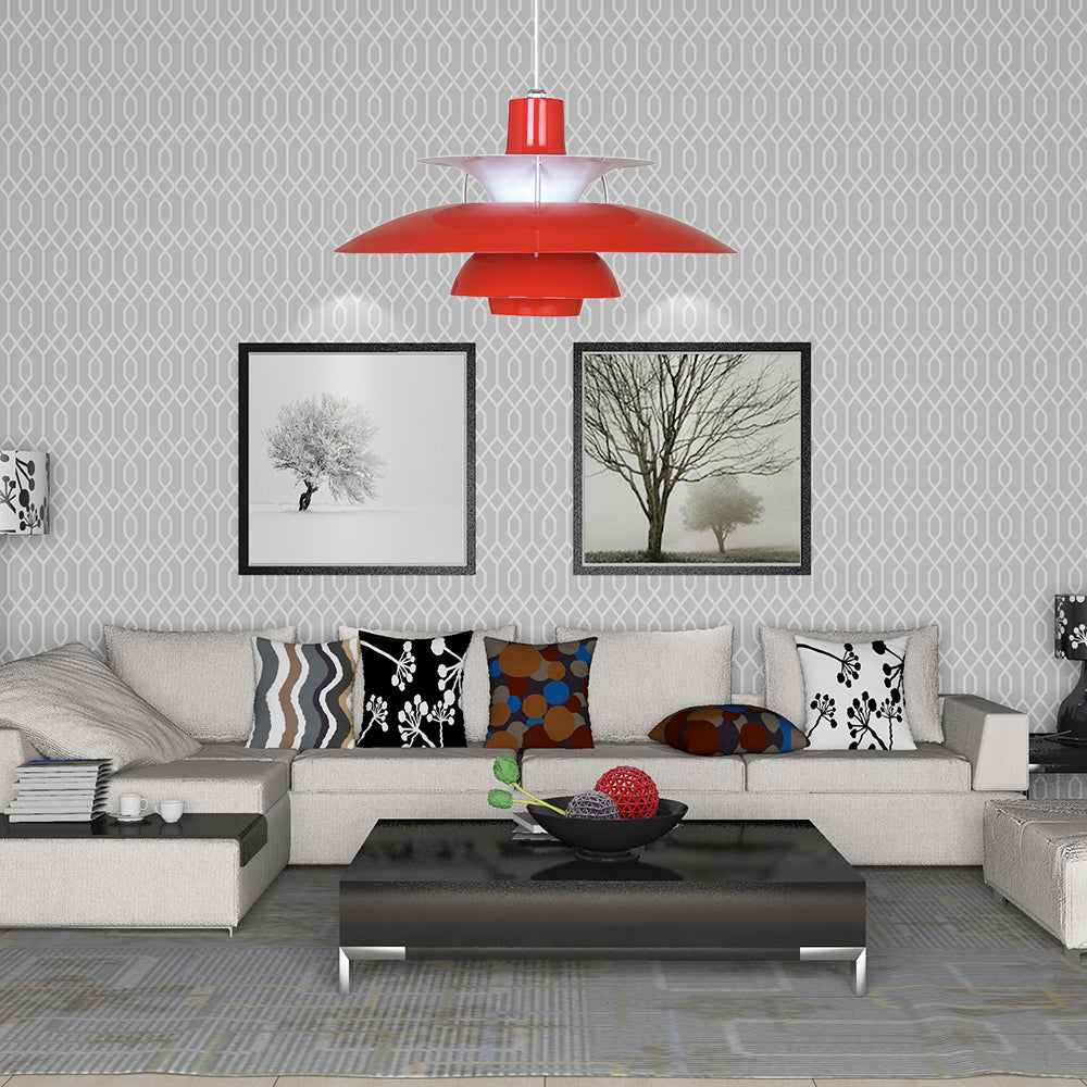 Macaron Style Aluminum Pendant Light With Flared Shade - 3 Layers 1 Black/Gray 12’/16’ Wide