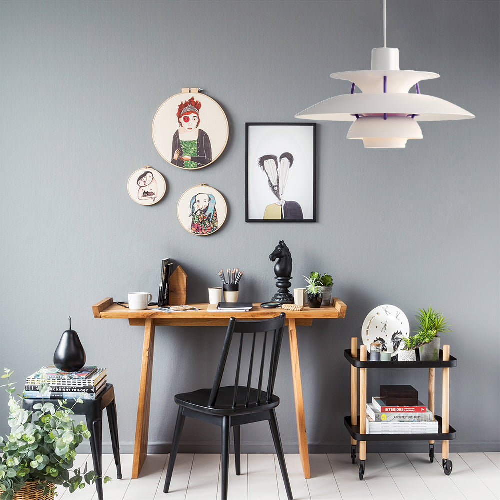 Macaron Style 3-Layer Pendant Light With Flared Shade - Aluminum 1 Black/Gray White-Purple / 12