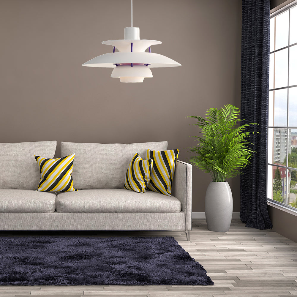 Macaron Style Aluminum Pendant Light With Flared Shade - 3 Layers 1 Black/Gray 12’/16’ Wide