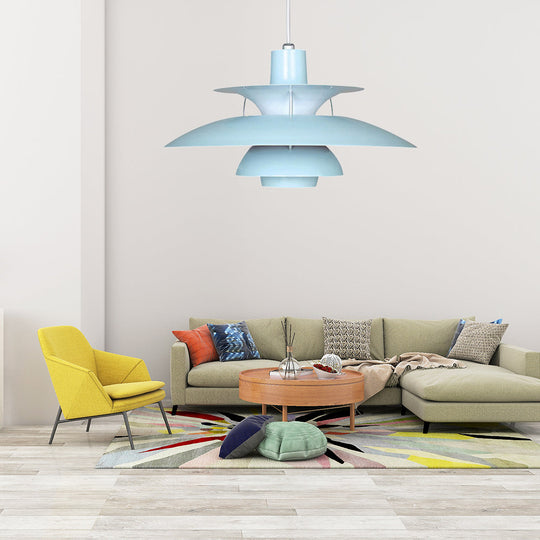 Macaron Style 3-Layer Pendant Light With Flared Shade - Aluminum 1 Black/Gray