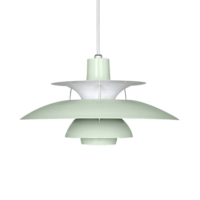 Macaron Style Aluminum Pendant Light With Flared Shade - 3 Layers 1 Black/Gray 12’/16’ Wide