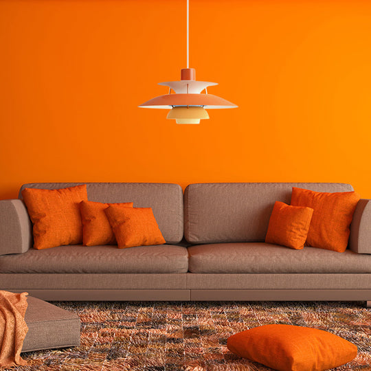 Macaron Style Aluminum Pendant Light With Flared Shade - 3 Layers 1 Black/Gray 12’/16’ Wide