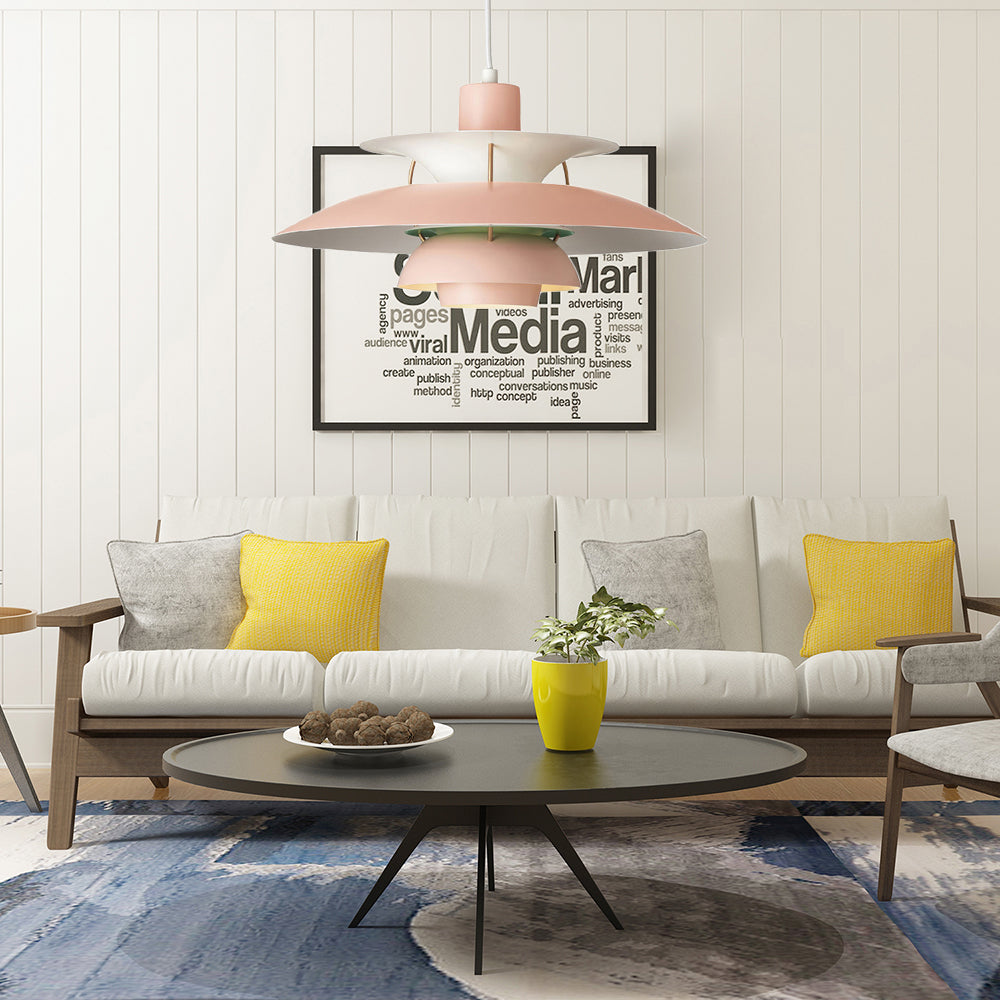 Macaron Style Aluminum Pendant Light With Flared Shade - 3 Layers 1 Black/Gray 12’/16’ Wide