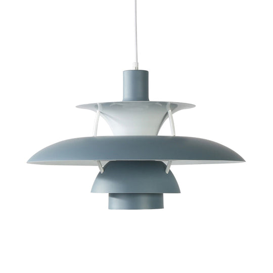 Macaron Style Aluminum Pendant Light With Flared Shade - 3 Layers 1 Black/Gray 12’/16’ Wide