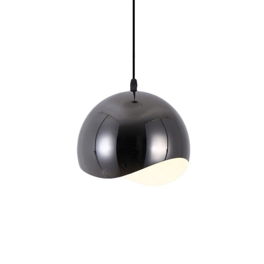 Modern Kitchen Pendant Light With Waveforms Dome Shade In Black/Chrome 8’/12’ Width