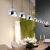 Modern Black/Chrome Kitchen Pendant Light Fixture With Waveforms Dome Metal Shade Hanging Lamp 8/12