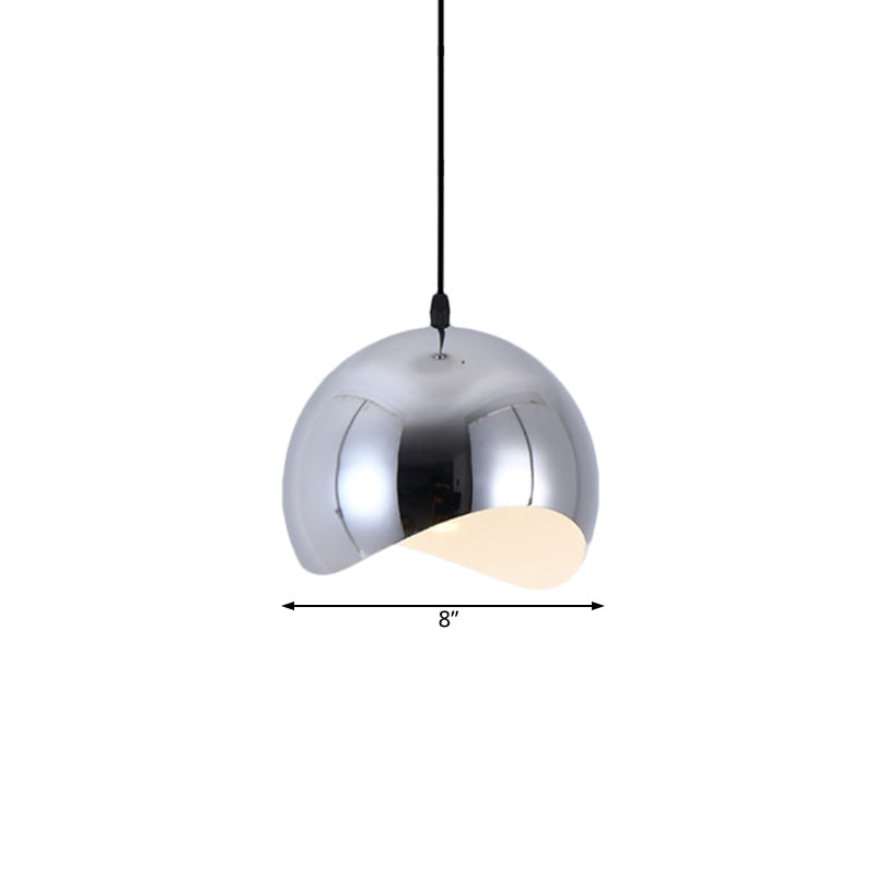Modern Kitchen Pendant Light With Waveforms Dome Shade In Black/Chrome 8’/12’ Width