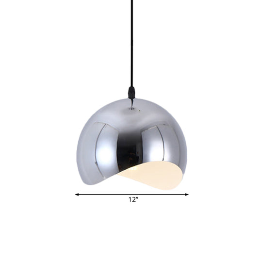 Modern Kitchen Pendant Light With Waveforms Dome Shade In Black/Chrome 8’/12’ Width