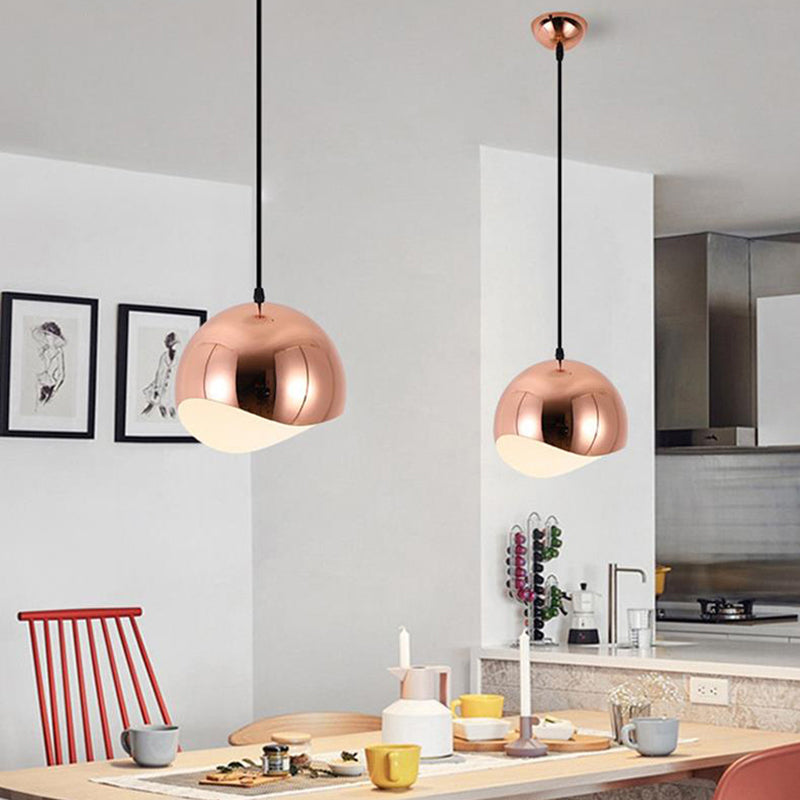 Modern Black/Chrome Kitchen Pendant Light Fixture With Waveforms Dome Metal Shade Hanging Lamp 8/12