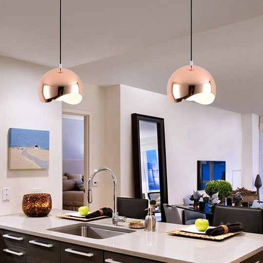 Modern Black/Chrome Kitchen Pendant Light Fixture With Waveforms Dome Metal Shade Hanging Lamp 8/12