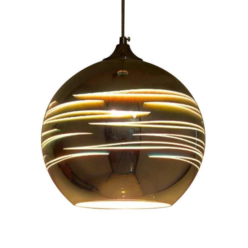 Contemporary Globe 3-D Glass Pendant Lamp - Chrome/Gold 1 Light Wide (6’/8’/10’)