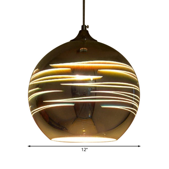 Contemporary Globe 3-D Glass Pendant Lamp - Chrome/Gold 1 Light Wide (6’/8’/10’)