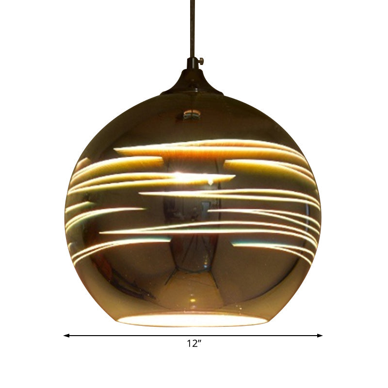 Contemporary 3-D Glass Pendant Lamp - Chrome/Gold 1 Light Multiple Width Options