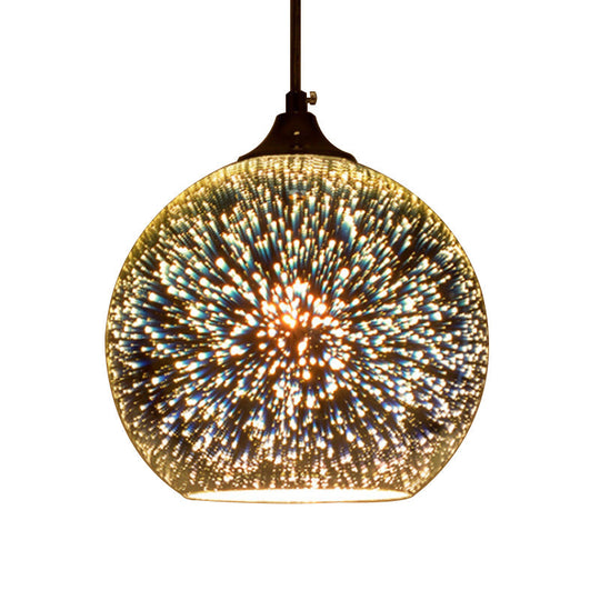 Contemporary 3-D Glass Pendant Lamp - Chrome/Gold 1 Light Multiple Width Options