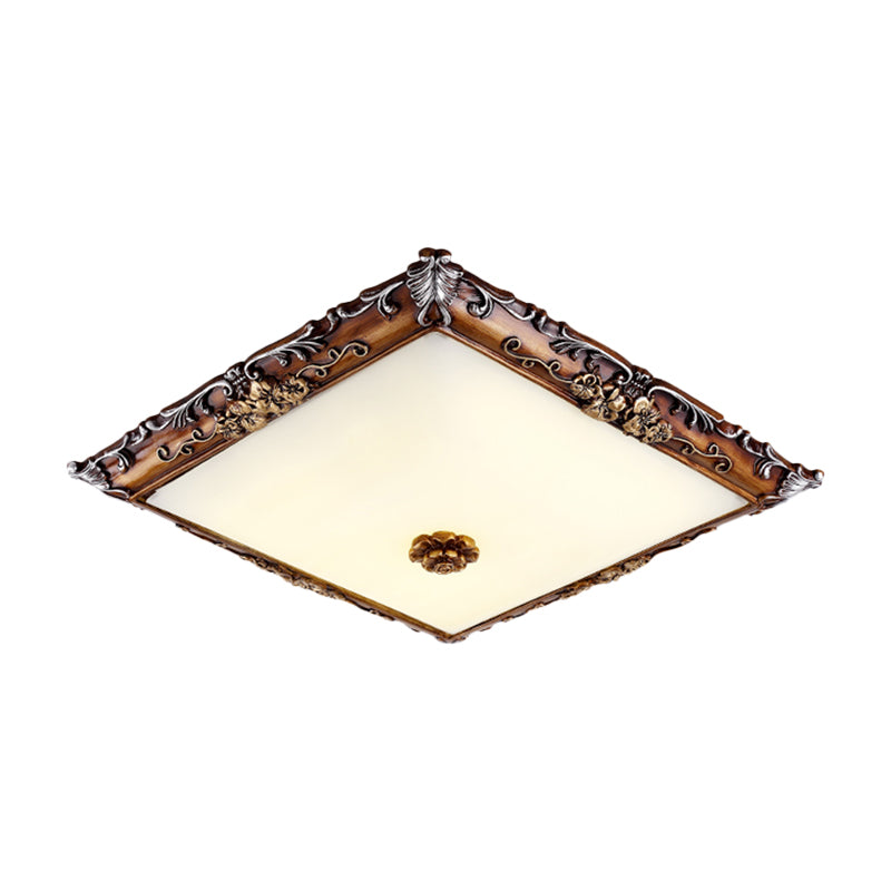 Led Crystal Flush Mount Light - 16’/19.5’ Width Brown Square Living Room Lighting Fixture