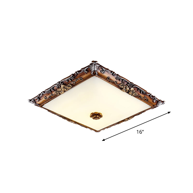Led Crystal Flush Mount Light - 16’/19.5’ Width Brown Square Living Room Lighting Fixture