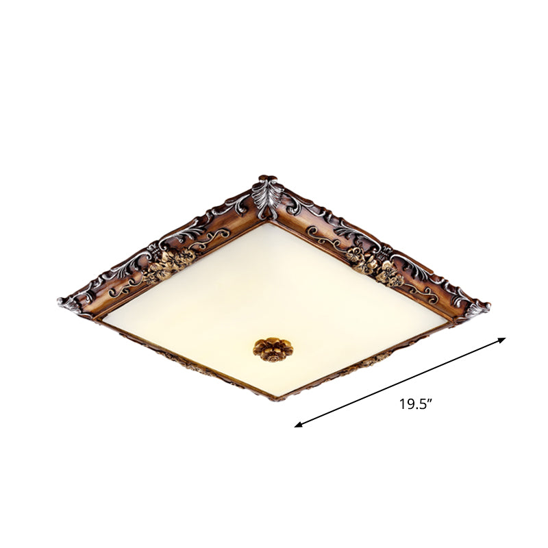 Led Crystal Flush Mount Light - 16/19.5 Width Brown Square Living Room Lighting Fixture