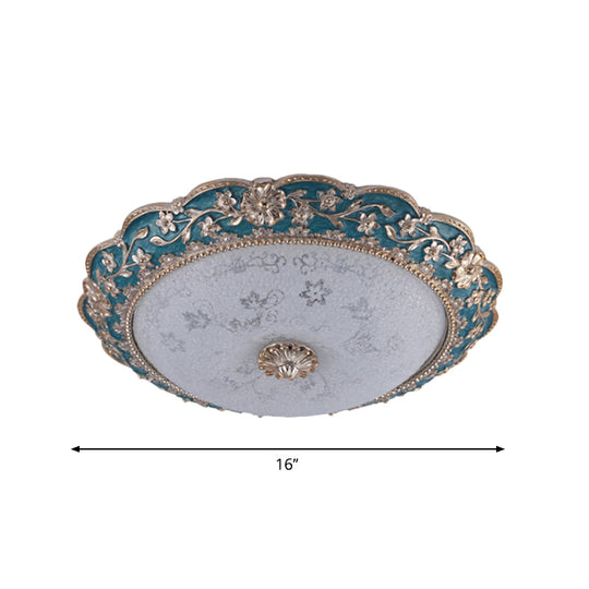 Modern Blue Crystal Led Flush Mount Ceiling Light For Bedroom 12/16/19.5 Wide