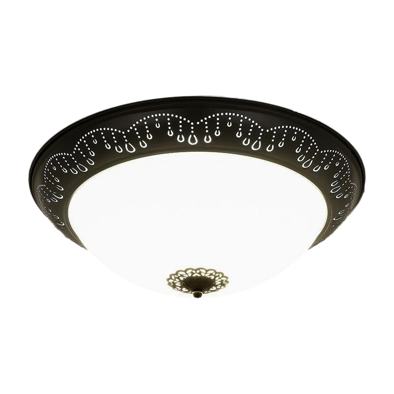 Black Led Crystal Dome Flush Mount Ceiling Light With Countryside Charm