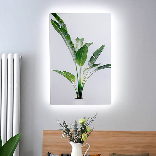 Leaf Pattern Led Wall Mural Lamp: Green & White Acrylic Lighting For Simplicity Style