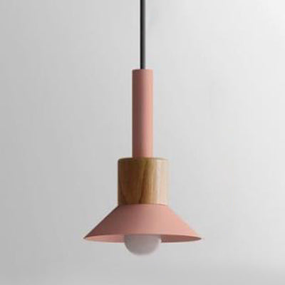 Modern Metal Pendant Light With White/Yellow/Green Dome/Cone/Barrel Shade Pink / Cone