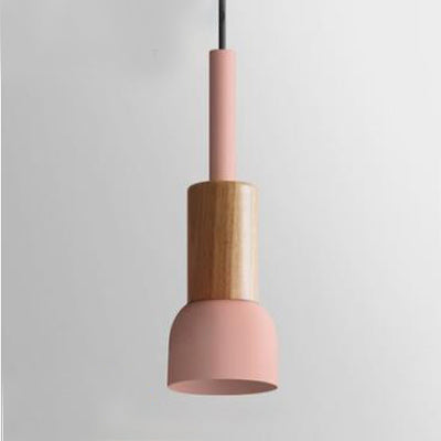 Modern Metal Pendant Light With White/Yellow/Green Dome/Cone/Barrel Shade Pink / Barrel