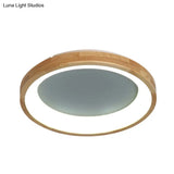12’/16’/19.5’ Nordic Wood & Acrylic Circular Led Flush - Mount Light - Unique Hallway Ceiling
