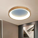 12’/16’/19.5’ Nordic Wood & Acrylic Circular Led Flush - Mount Light - Unique Hallway Ceiling