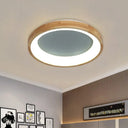 12’/16’/19.5’ Nordic Wood & Acrylic Circular Led Flush - Mount Light - Unique Hallway Ceiling