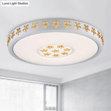 12’/16.5’/20.5’ White Flower Flush Mount Acrylic Led Living Room Light In White/3 Color