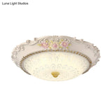 12’/16’ Country Style Led Sunflower/Rose Flush Light With Seeded Glass Shade