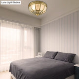 12’/16’ Dome Flush Mount Light With Colonial Opal Frosted Glass Brass Finish 2/3 Bulbs -