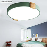 12’/16’ Green Acrylic Macaron Led Flush Mount Light For Study Room - Warm/White