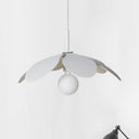12’/19.5’ Wide Minimal Ceiling Pendant Light With Metal Flower Shade - 1-Light Black/White