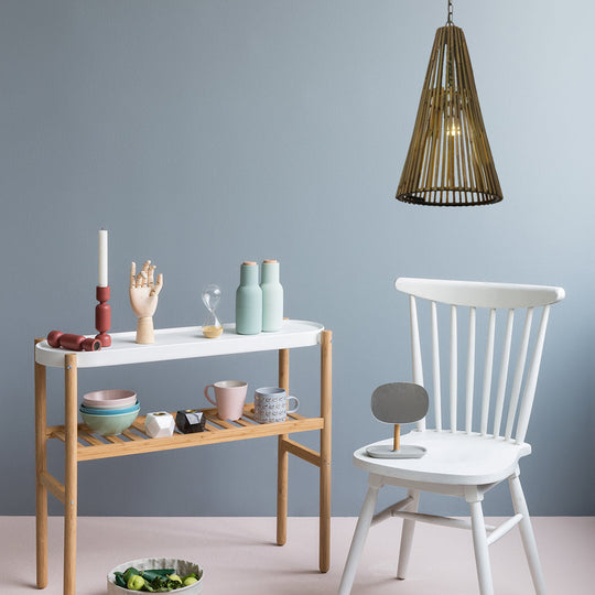 Vintage Bamboo Cone Pendant Light - Natural Wood Suspension Lamp With Adjustable Chain