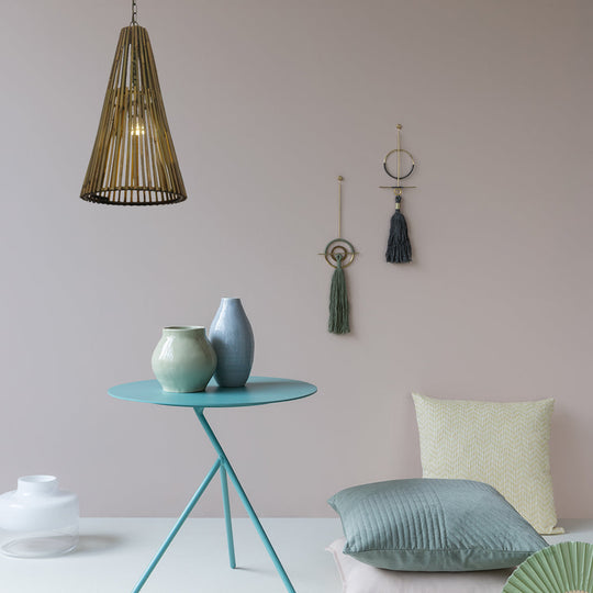 Vintage Bamboo Cone Pendant Light - Natural Wood Suspension Lamp With Adjustable Chain