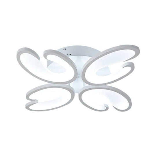 Modern 4/6/9 - Head U - Shaped Acrylic Shade Flush Mount Ceiling Light In White – Warm/White/Natural