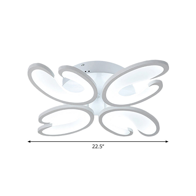 Modern 4/6/9 - Head U - Shaped Acrylic Shade Flush Mount Ceiling Light In White – Warm/White/Natural