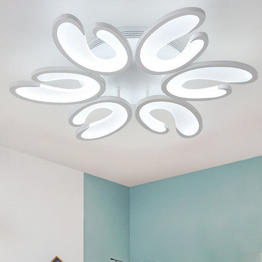 Modern 4/6/9 - Head U - Shaped Acrylic Shade Flush Mount Ceiling Light In White –