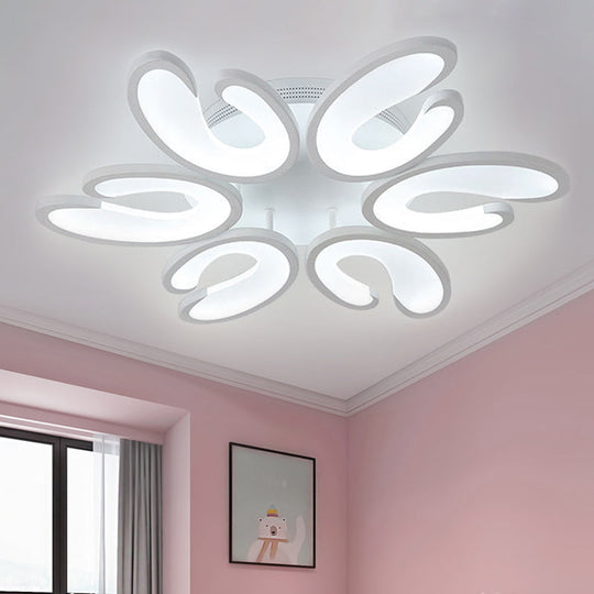 Modern 4/6/9 - Head U - Shaped Acrylic Shade Flush Mount Ceiling Light In White – Warm/White/Natural