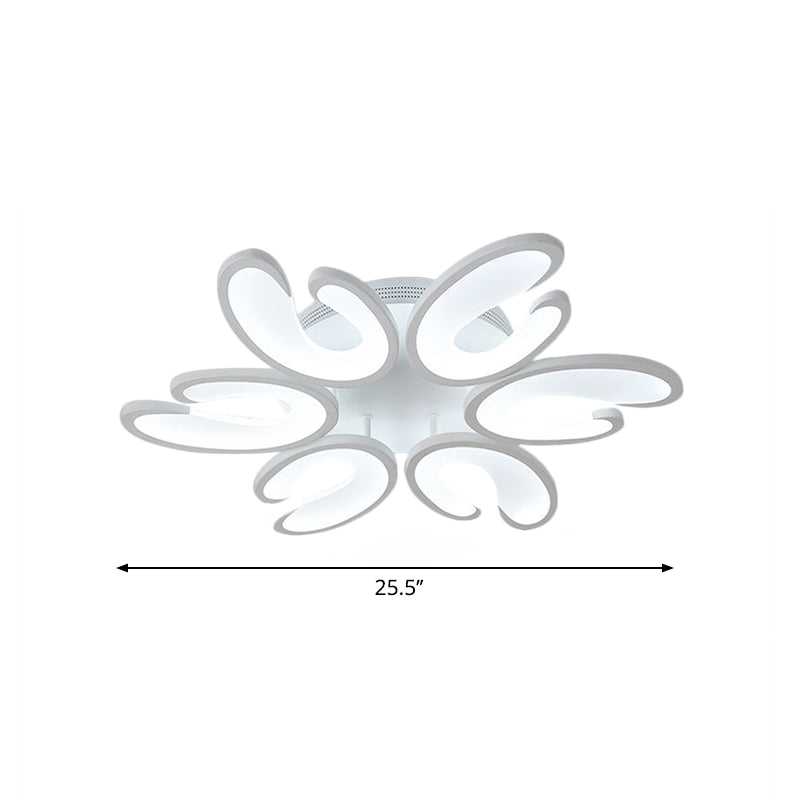 Modern 4/6/9 - Head U - Shaped Acrylic Shade Flush Mount Ceiling Light In White – Warm/White/Natural