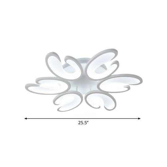 Modern 4/6/9 - Head U - Shaped Acrylic Shade Flush Mount Ceiling Light In White – Warm/White/Natural