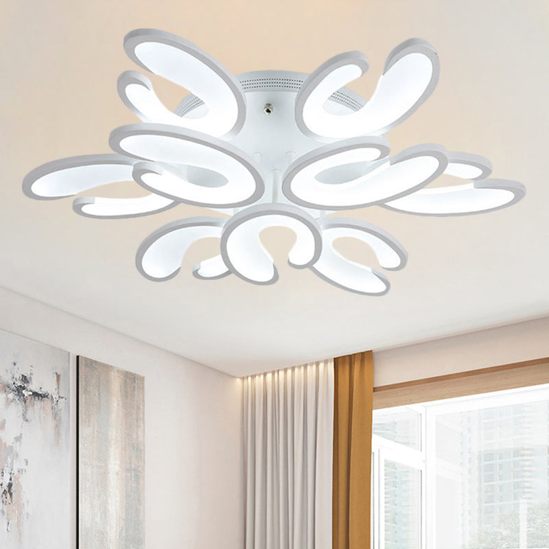 Modern 4/6/9 - Head U - Shaped Acrylic Shade Flush Mount Ceiling Light In White – Warm/White/Natural
