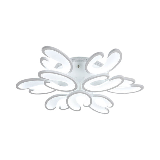 Modern 4/6/9 - Head U - Shaped Acrylic Shade Flush Mount Ceiling Light In White – Warm/White/Natural
