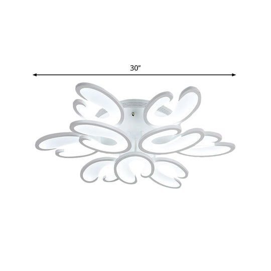 Modern 4/6/9 - Head U - Shaped Acrylic Shade Flush Mount Ceiling Light In White – Warm/White/Natural