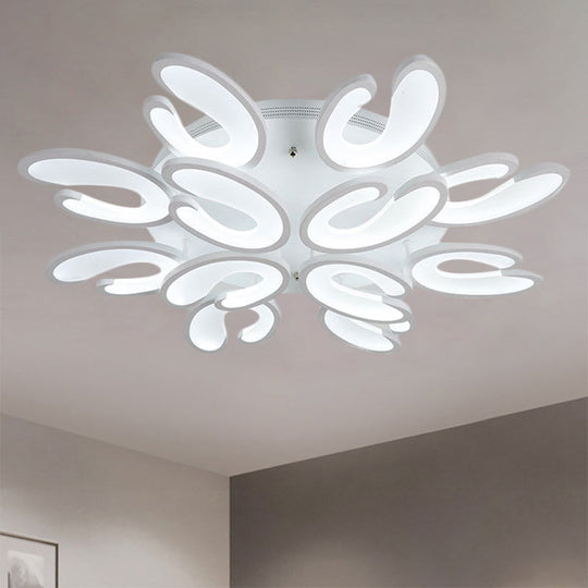 Modern 4/6/9 - Head U - Shaped Acrylic Shade Flush Mount Ceiling Light In White – Warm/White/Natural