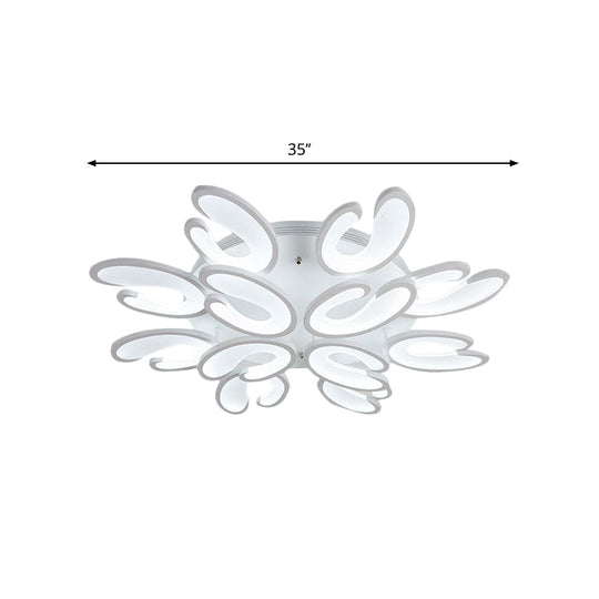 Modern 4/6/9 - Head U - Shaped Acrylic Shade Flush Mount Ceiling Light In White – Warm/White/Natural